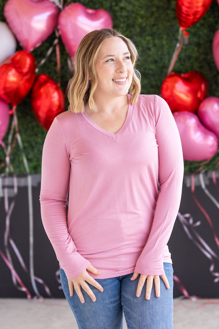 WAREHOUSE Larissa Long Sleeve Top - Rose