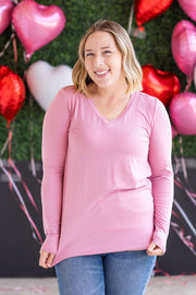 WAREHOUSE Larissa Long Sleeve Top - Rose