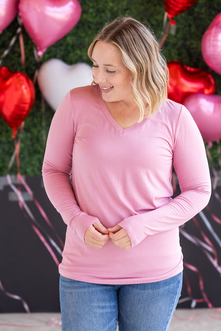 WAREHOUSE Larissa Long Sleeve Top - Rose