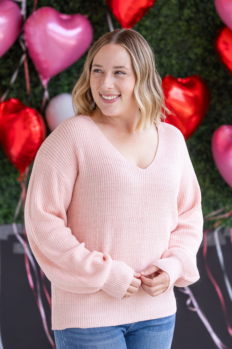 WAREHOUSE Bethany Bow Knit Sweater - Light Pink