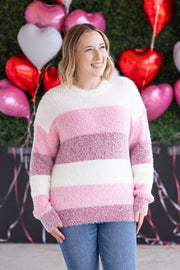 WAREHOUSE Cozy Block Sweater - VDay Stripes