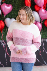WAREHOUSE Cozy Block Sweater - VDay Stripes