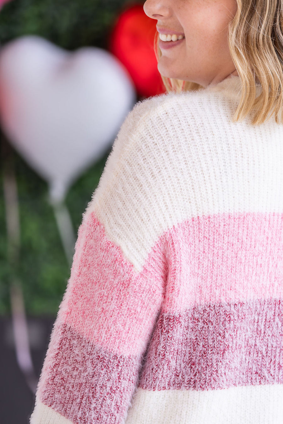 WAREHOUSE Cozy Block Sweater - VDay Stripes