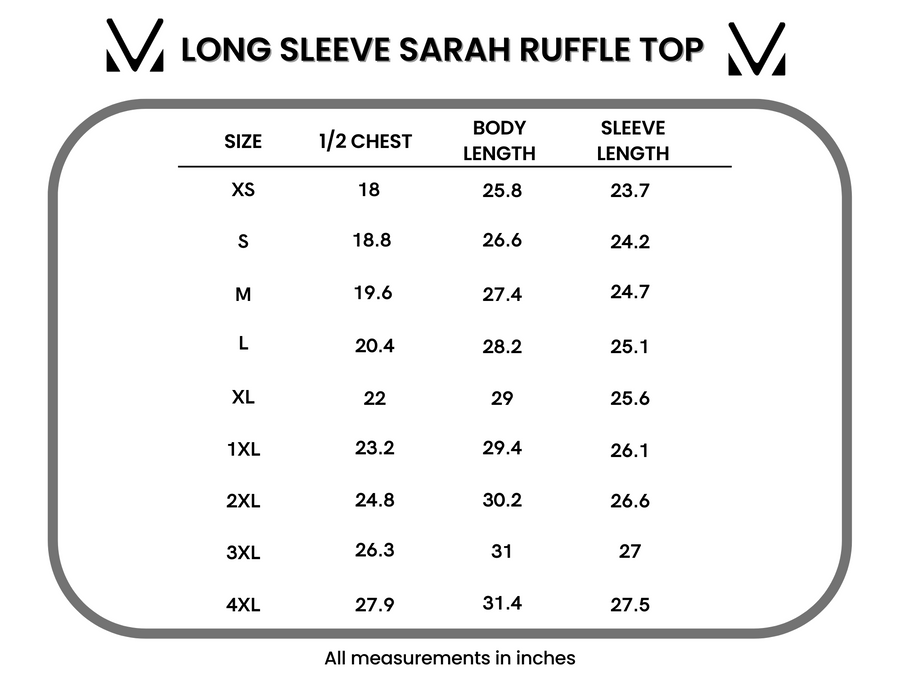 WAREHOUSE ONLY Long Sleeve Sarah Ruffle Top - Olive Meadow
