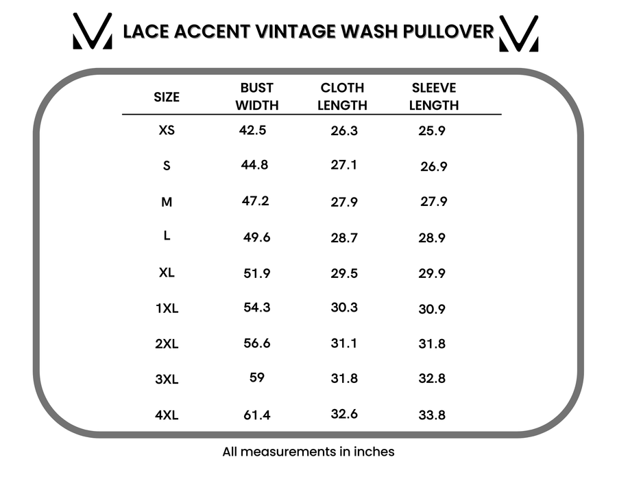 WAREHOUSE ONLY Lace Accent Vintage Wash Pullover - Teal
