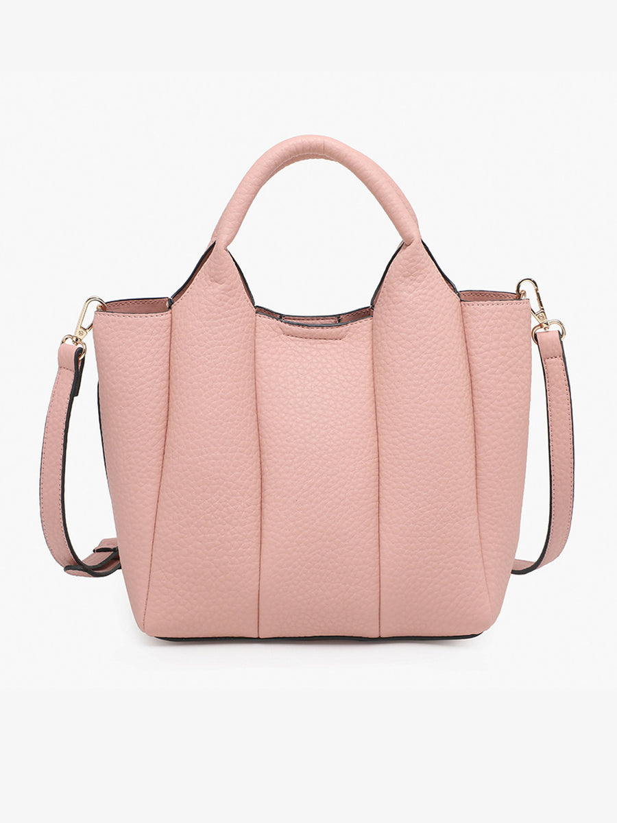 Maddox Pleated Satchel w/ Crossbody Strap- Nude