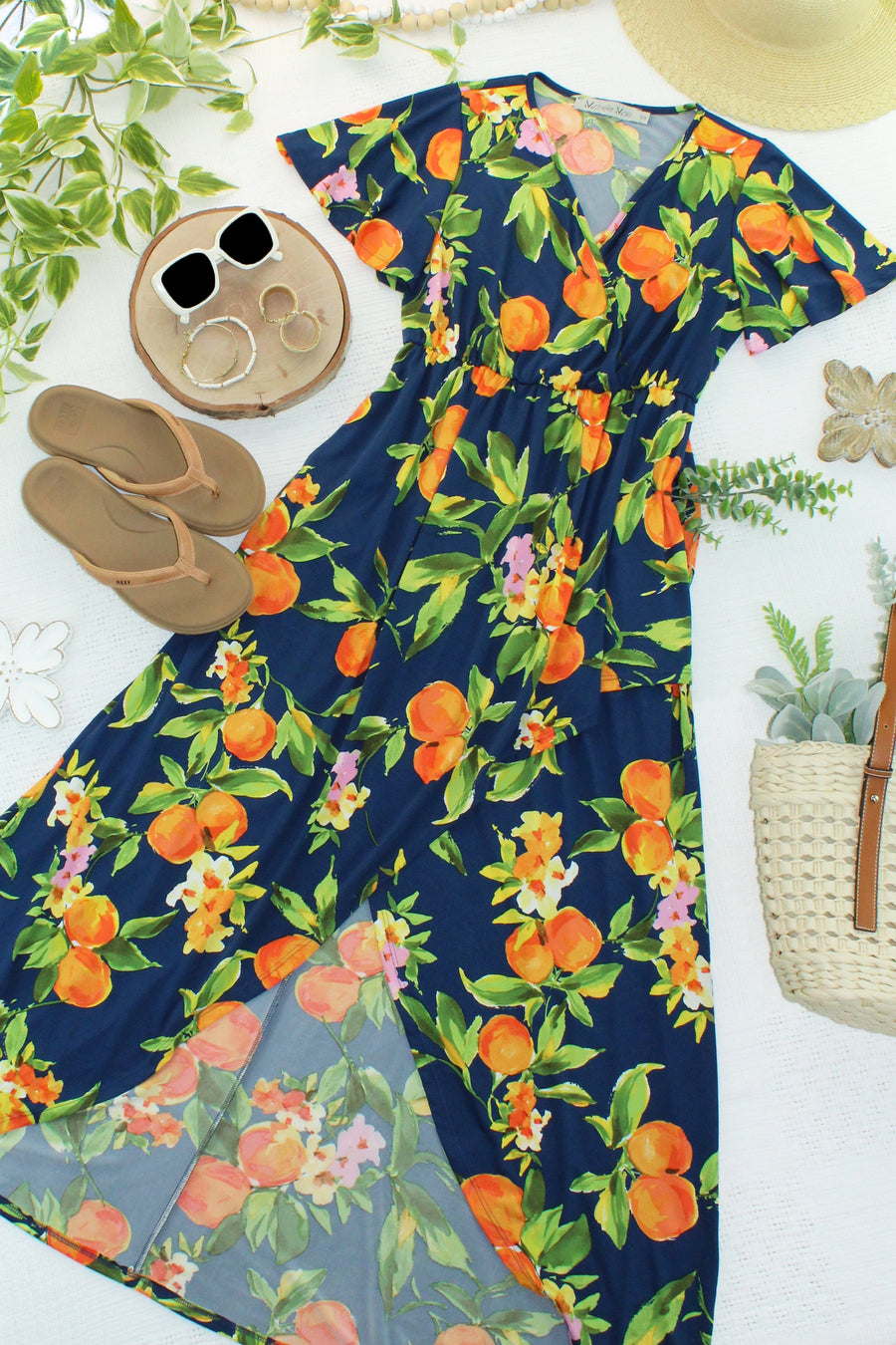 WAREHOUSE ONLY Harley High-Low Dress - Navy Citrus FINAL SALE
