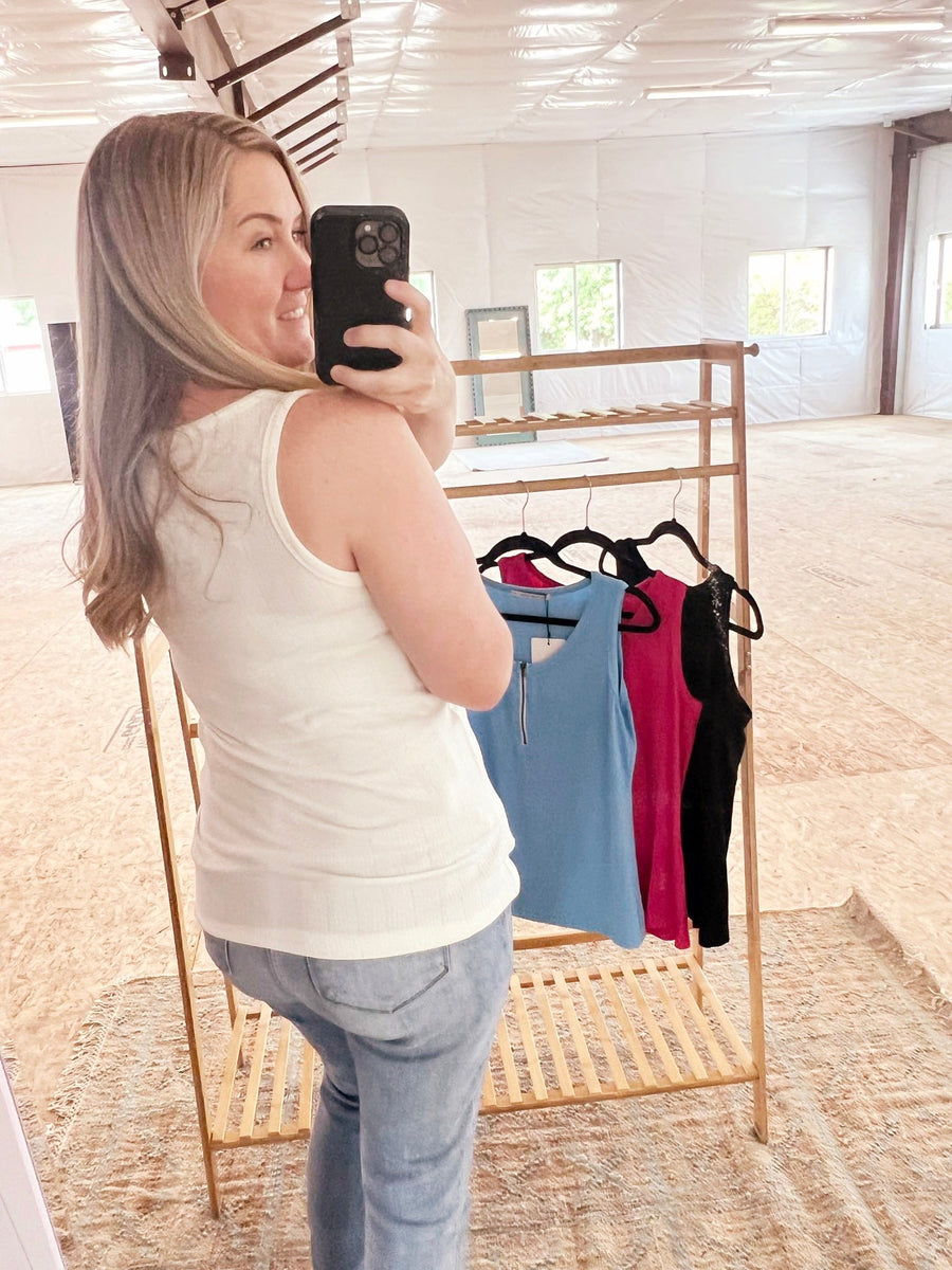WAREHOUSE Mila Zipper Tank - Ivory