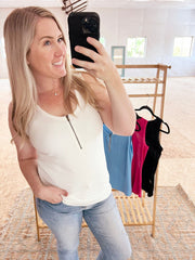 WAREHOUSE Mila Zipper Tank - Ivory