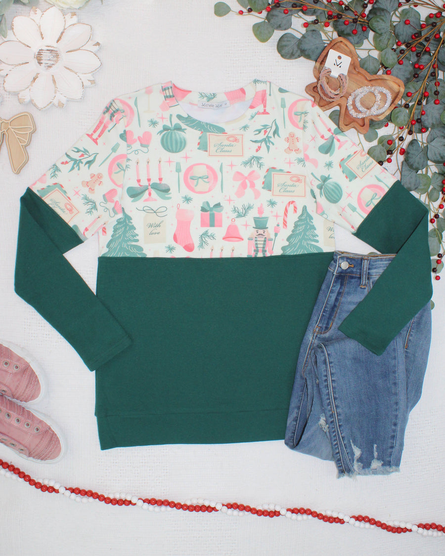WAREHOUSE ONLY Natalie Pullover - Pink Pine Noel and Evergreen