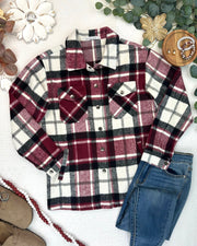 WAREHOUSE ONLY Norah Shacket - Merlot Plaid Mix