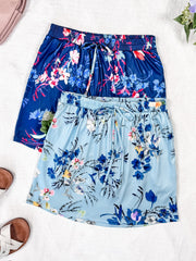 WAREHOUSE Sienna Skort - Light Blue Floral Bliss