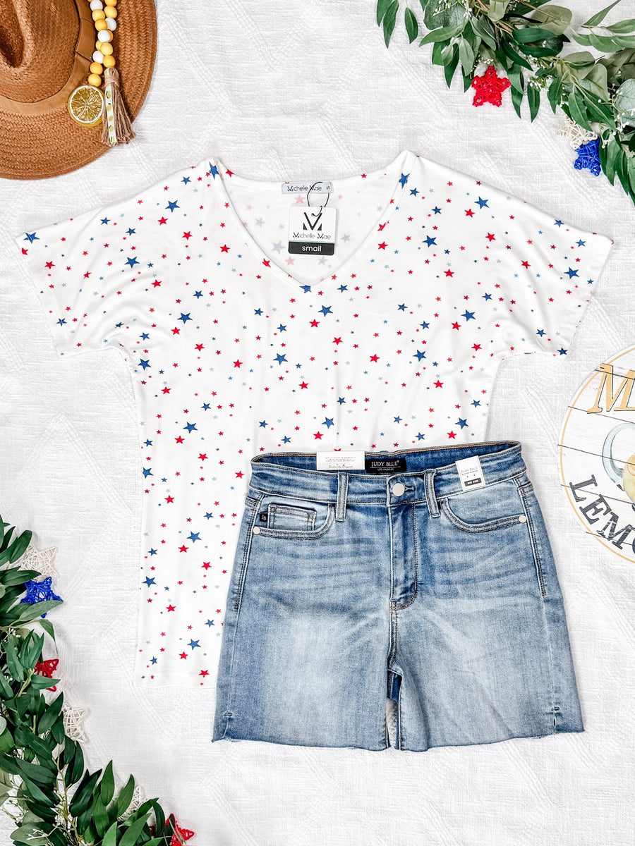 WAREHOUSE Chloe Cozy Tee - White Liberty Stars
