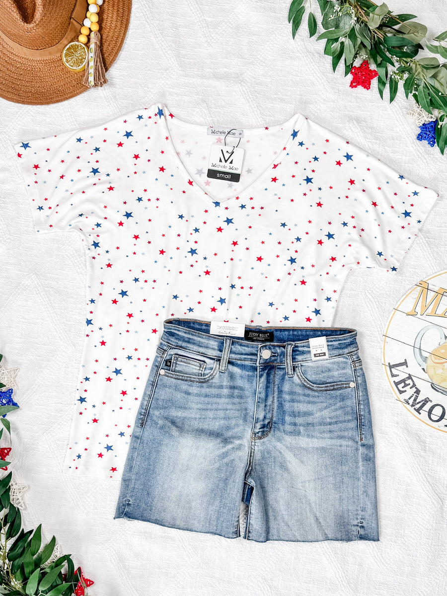 WAREHOUSE Chloe Cozy Tee - White Liberty Stars