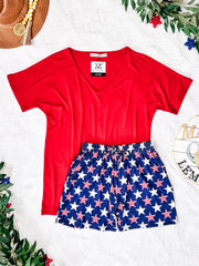 WAREHOUSE Jamie Shorts - Navy Stars and Stripes