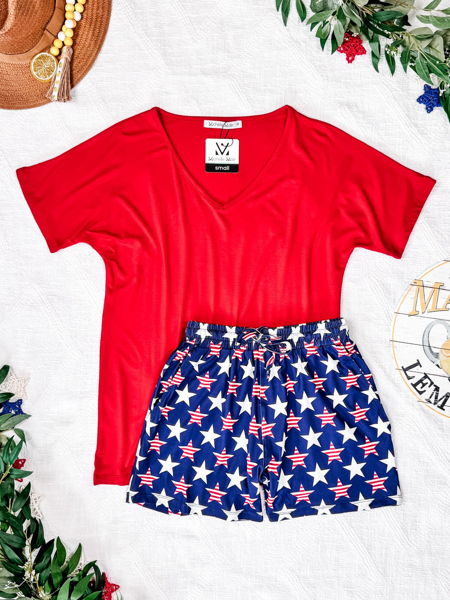 WAREHOUSE Jamie Shorts - Navy Stars and Stripes