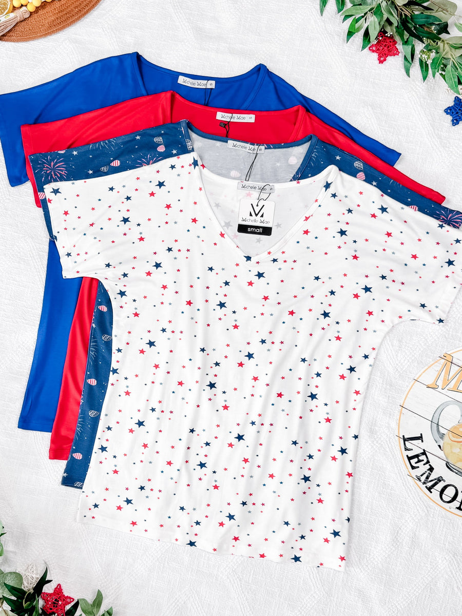 WAREHOUSE Chloe Cozy Tee - Aviators and Fireworks