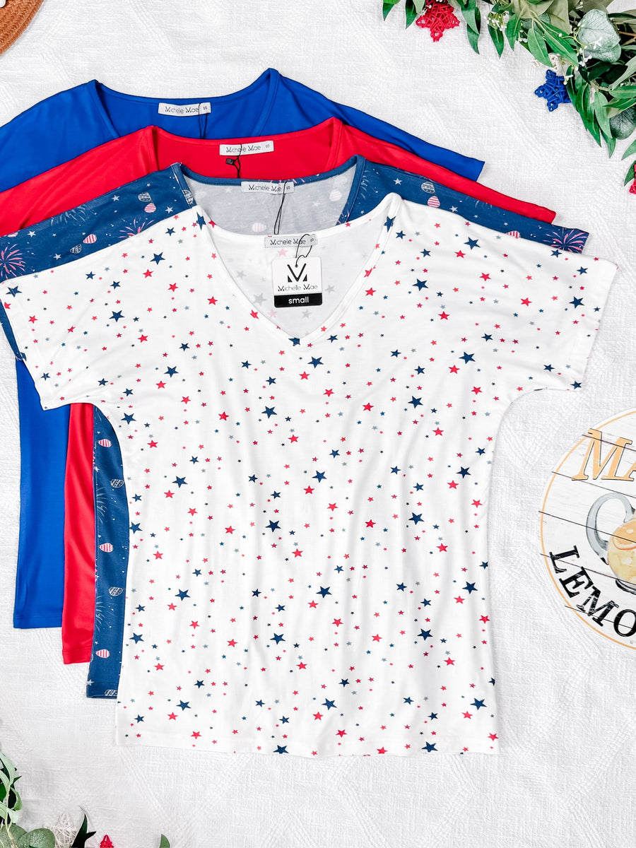 WAREHOUSE Chloe Cozy Tee - Aviators and Fireworks