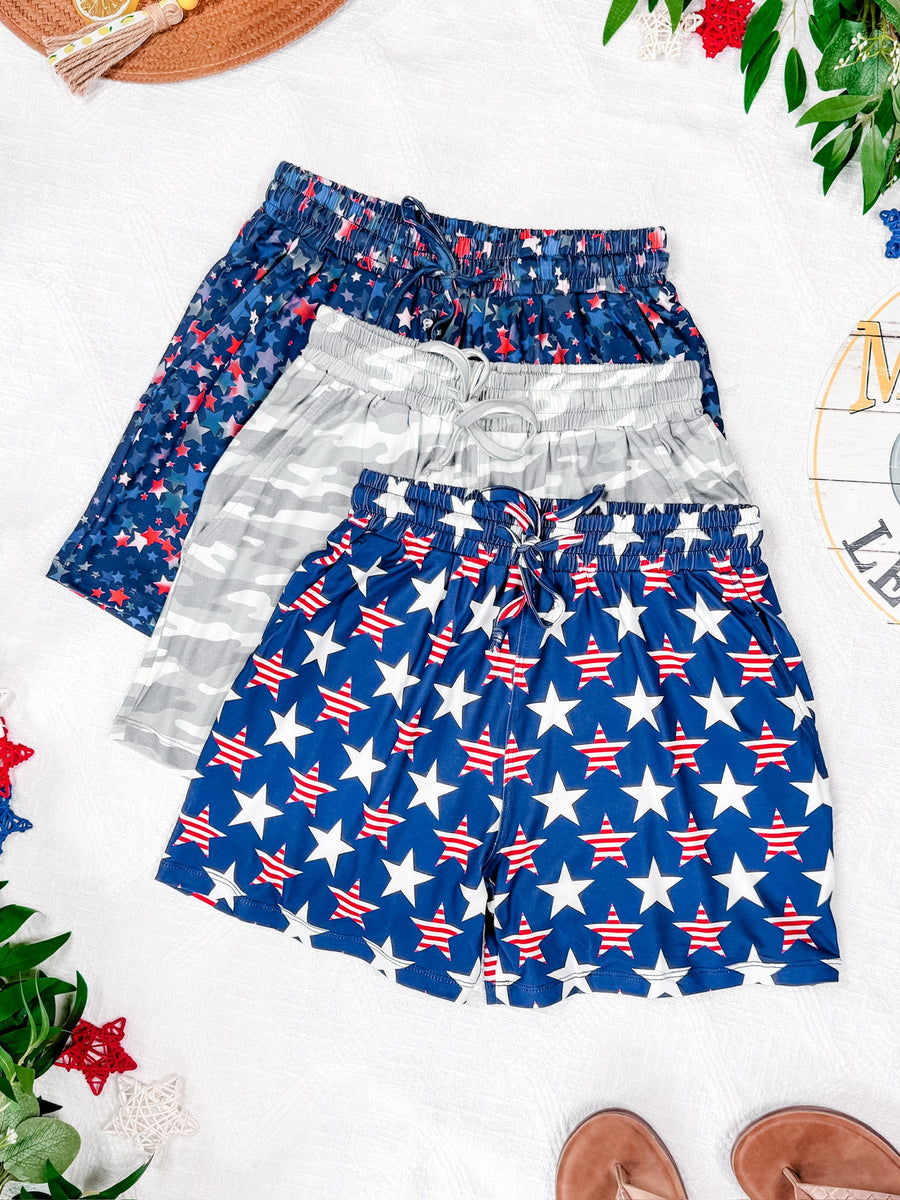WAREHOUSE Jamie Shorts - Navy Stars and Stripes