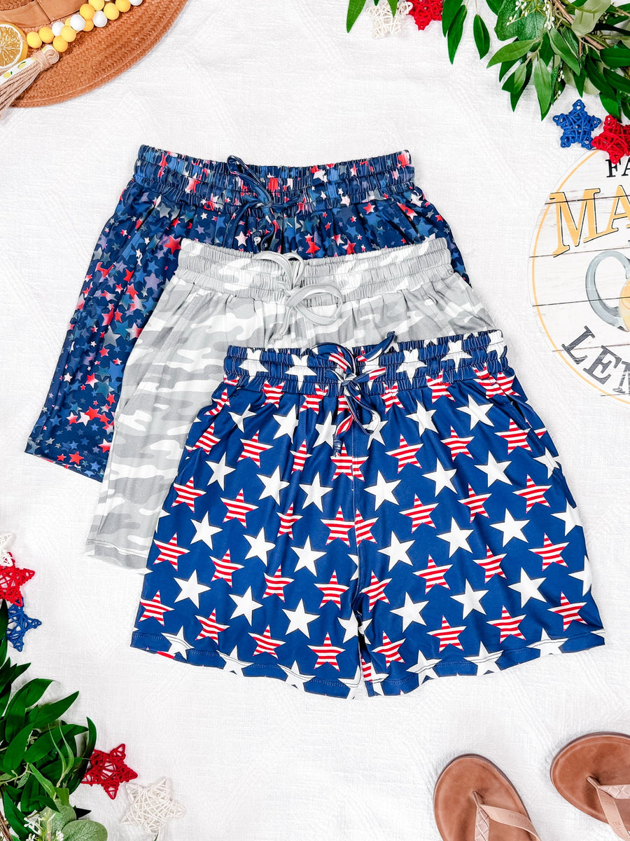 WAREHOUSE Jamie Shorts - Navy Stars and Stripes