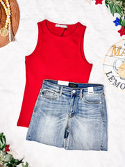 WAREHOUSE Tara Ribbed Tank - Red