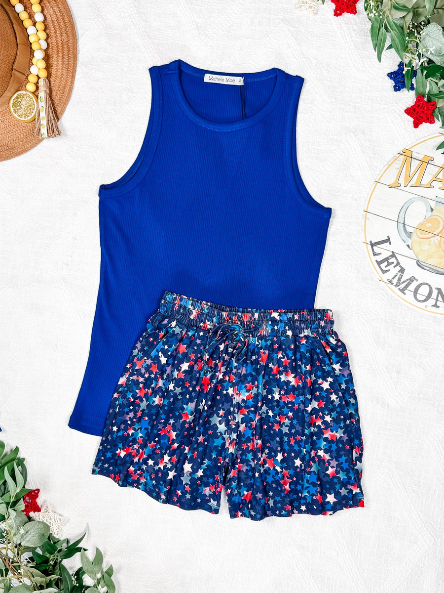 WAREHOUSE Tara Ribbed Tank - Royal Blue
