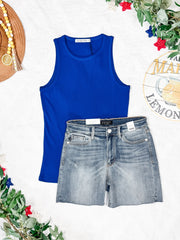 WAREHOUSE Tara Ribbed Tank - Royal Blue