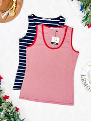 WAREHOUSE Tiffany Tank - Navy and White Stripes