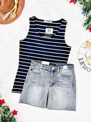 WAREHOUSE Tiffany Tank - Navy and White Stripes