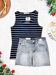 WAREHOUSE Tiffany Tank - Navy and White Stripes