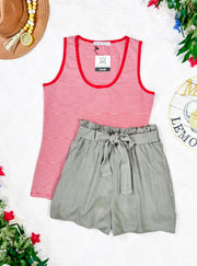 WAREHOUSE Libby Linen Shorts - Olive