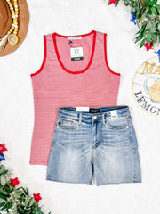 WAREHOUSE Micro Striped Tank - Red