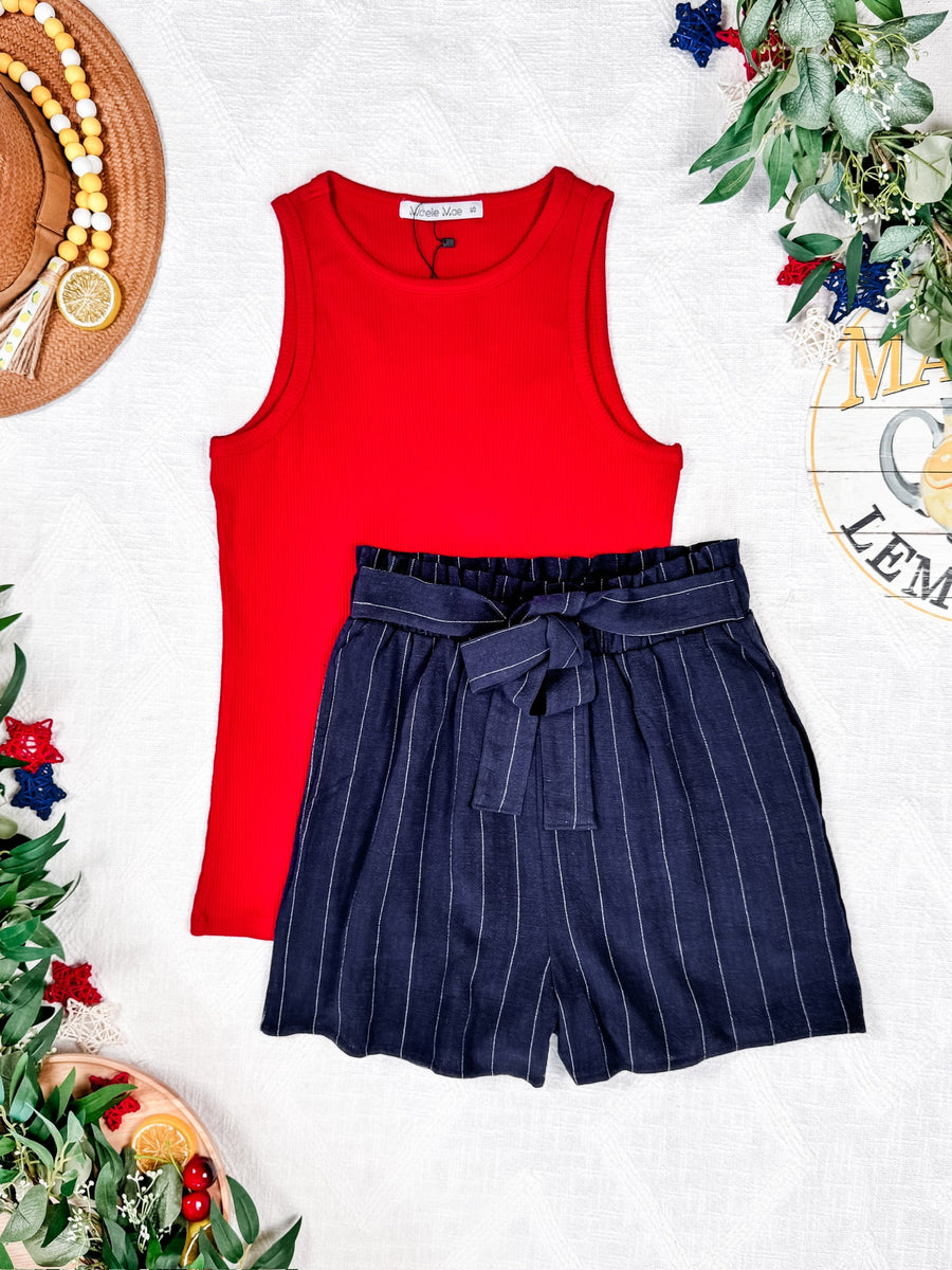 WAREHOUSE Libby Linen Shorts - Navy