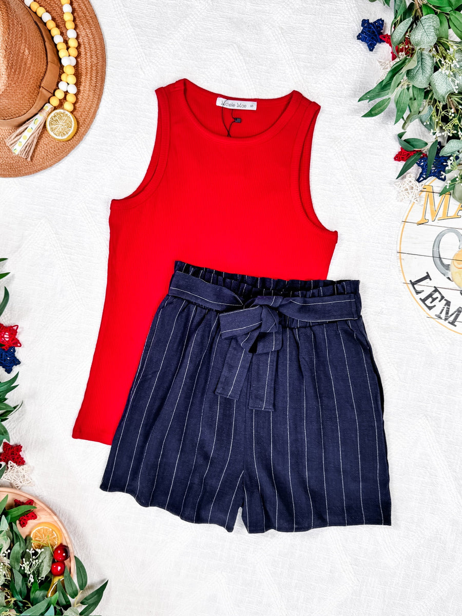 WAREHOUSE Libby Linen Shorts - Navy
