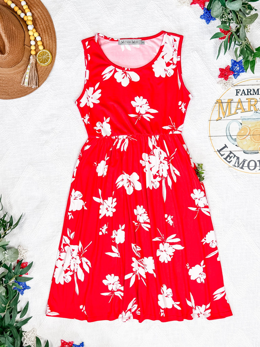 WAREHOUSE Kelsey Tank Dress - Red Floral