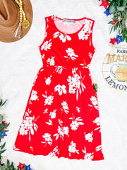 WAREHOUSE Kelsey Tank Dress - Red Floral