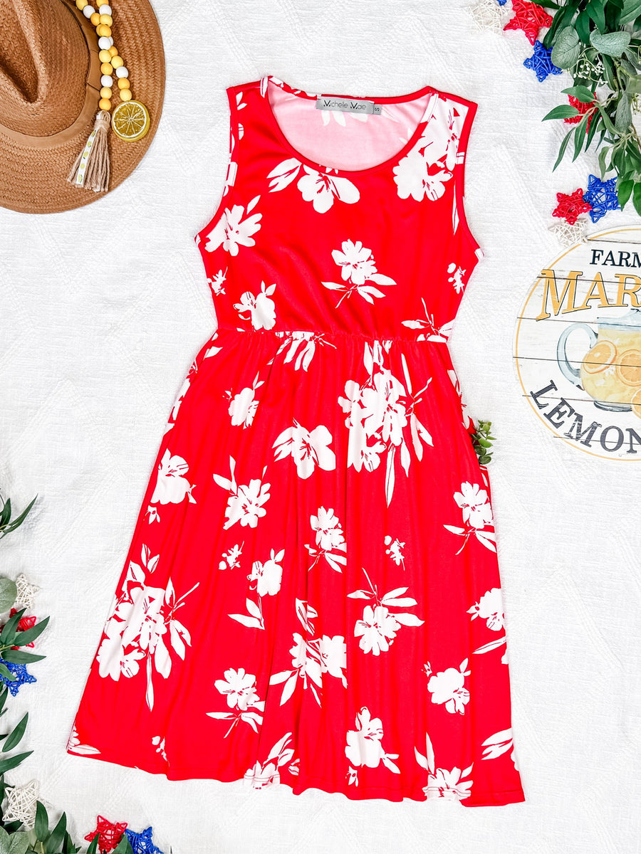 WAREHOUSE Kelsey Tank Dress - Red Floral