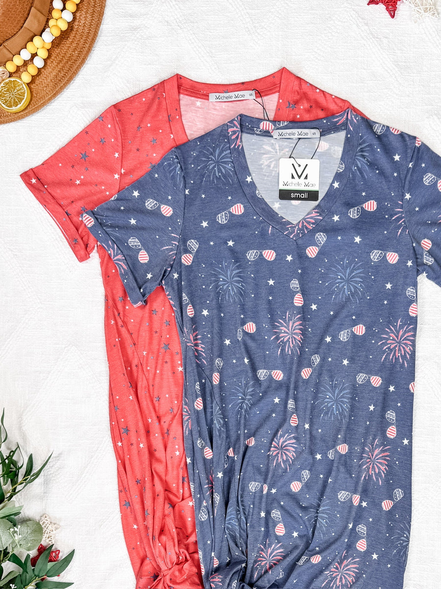 WAREHOUSE Knot Dress - Red Liberty Stars
