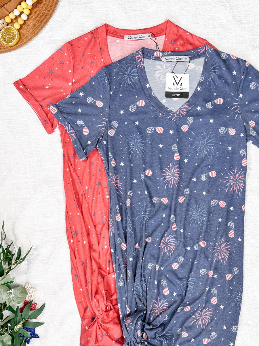 WAREHOUSE Knot Dress - Red Liberty Stars