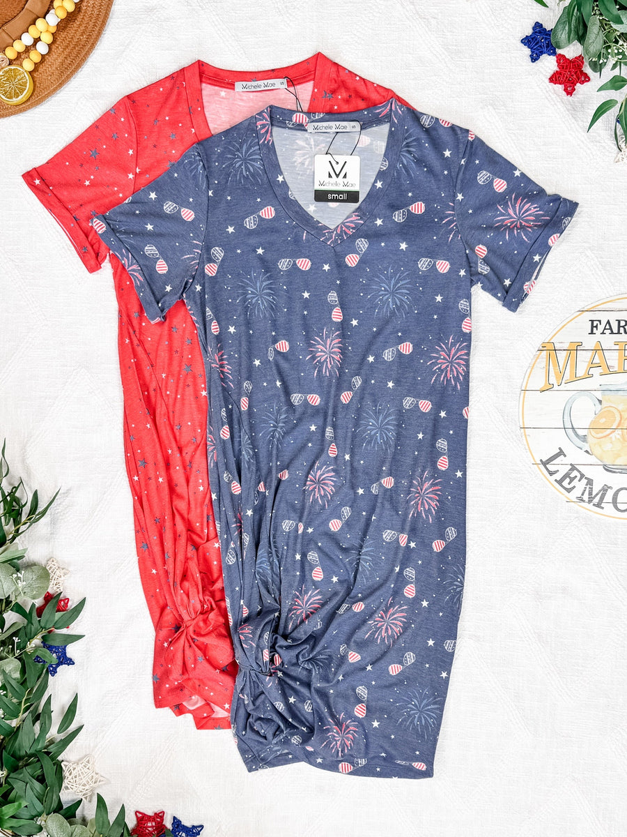 WAREHOUSE Knot Dress - Red Liberty Stars