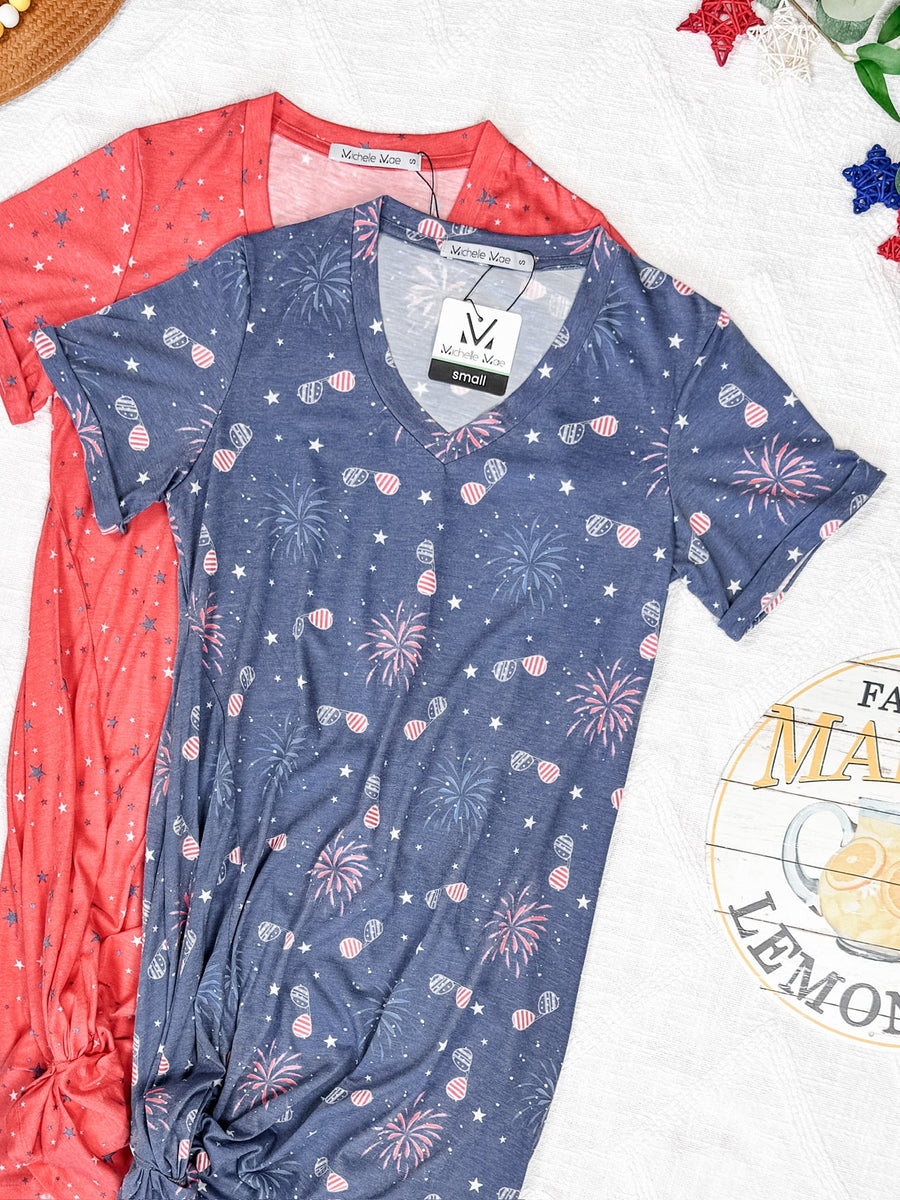 WAREHOUSE Knot Dress - Red Liberty Stars