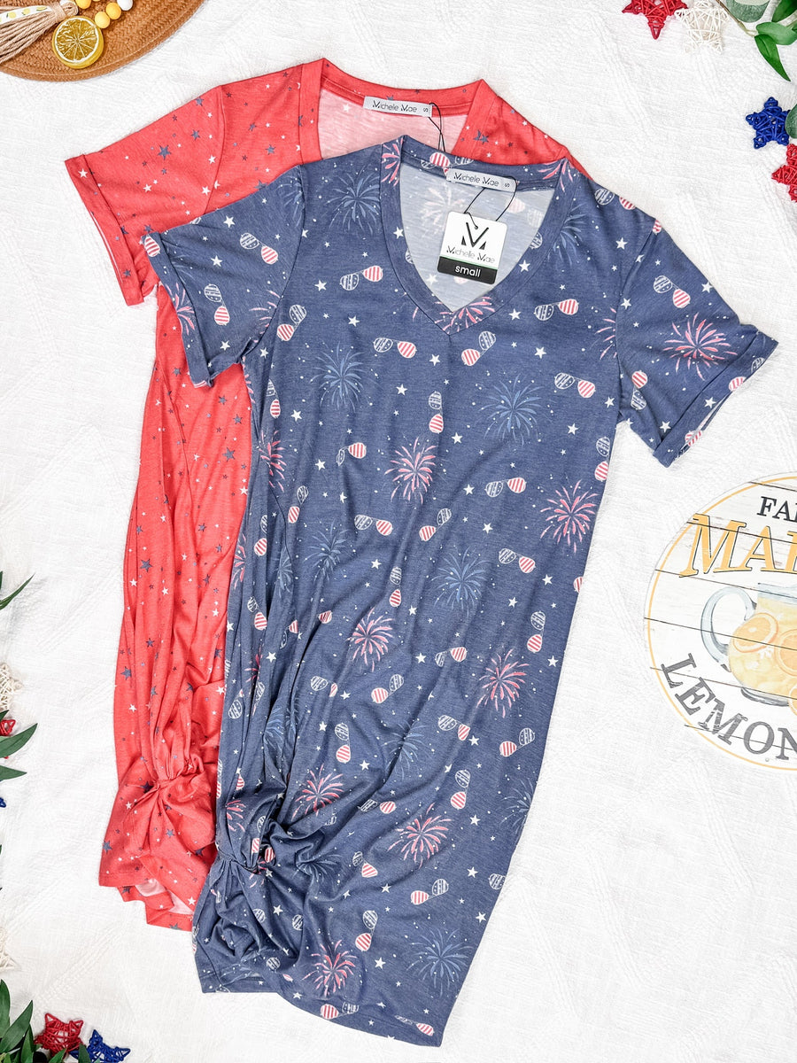 WAREHOUSE Knot Dress - Red Liberty Stars