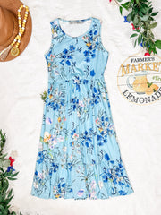 WAREHOUSE Bailey Dress - Light Blue Floral Bliss