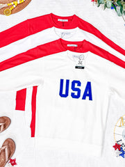 WAREHOUSE Corrine Embroidered Pullover Top - Patriot at Heart