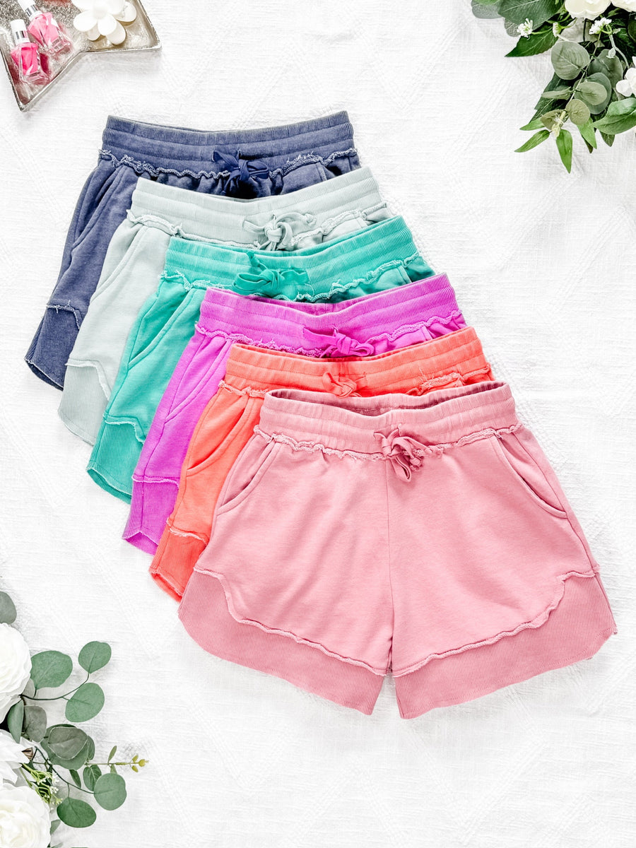 WAREHOUSE French Terry Stevie Shorts - Dusty Pink