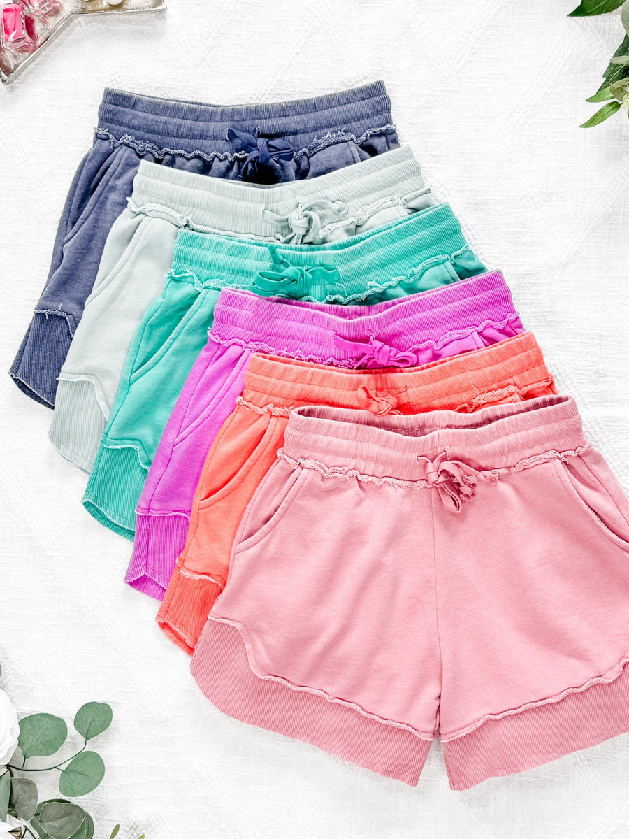 WAREHOUSE French Terry Stevie Shorts - Dusty Pink