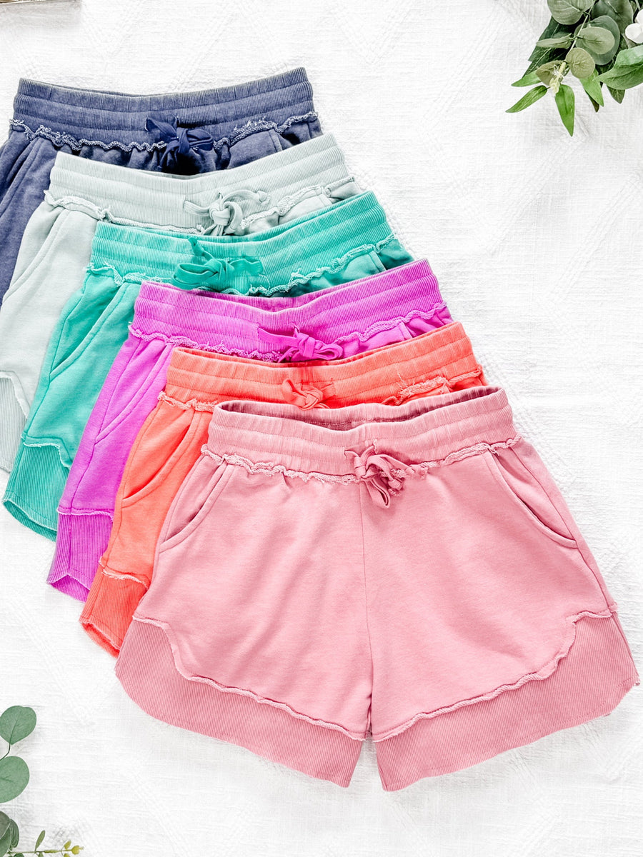 WAREHOUSE French Terry Stevie Shorts - Dusty Pink