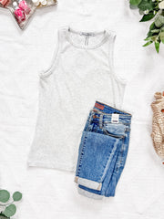 WAREHOUSE Tara Ribbed Tank - Heathered Grey