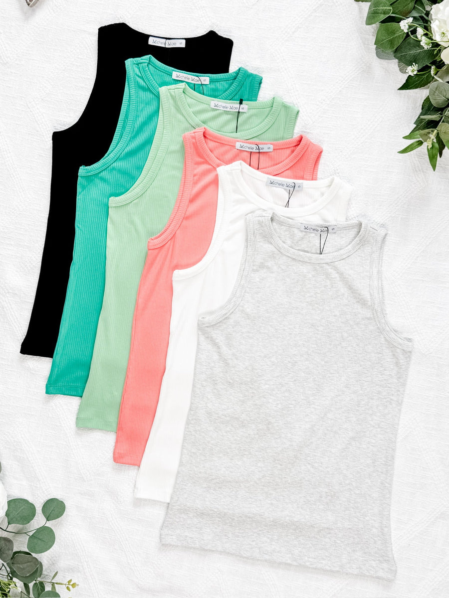 WAREHOUSE Tara Ribbed Tank - Heathered Grey