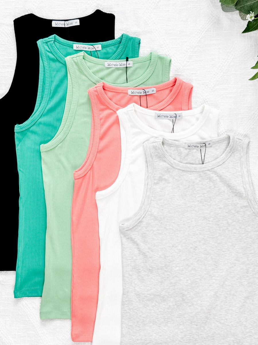 WAREHOUSE Tara Ribbed Tank - Lime